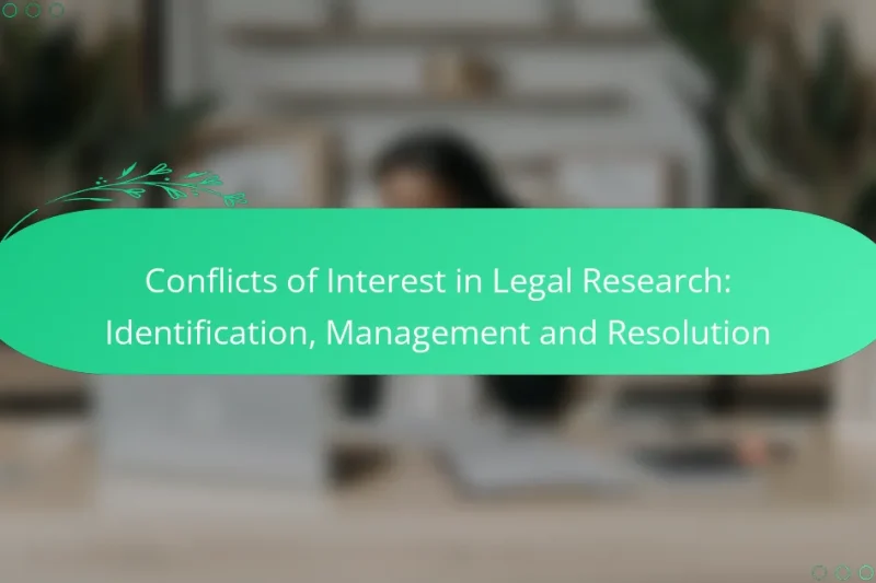 Conflicts of Interest in Legal Research: Identification, Management and Resolution
